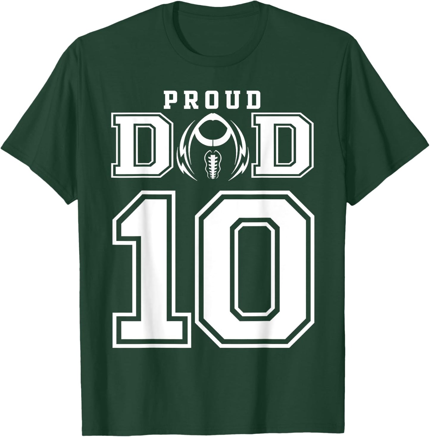 Custom Proud Football Dad Number 10 Personalized T-Shirt - T-Shirt | Forest