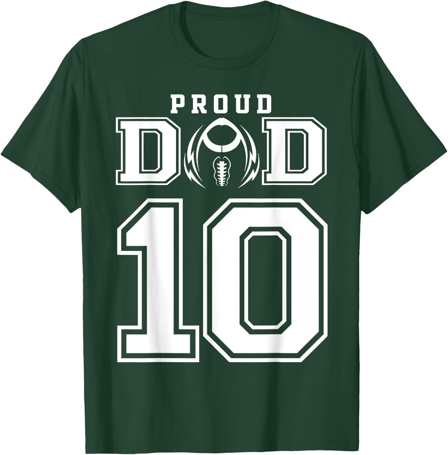 Custom Proud Football Dad Number 10 Personalized T-Shirt - T-Shirt | Forest