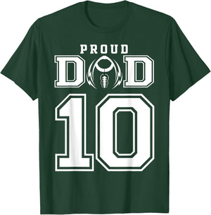 Custom Proud Football Dad Number 10 Personalized T-Shirt - T-Shirt | Forest