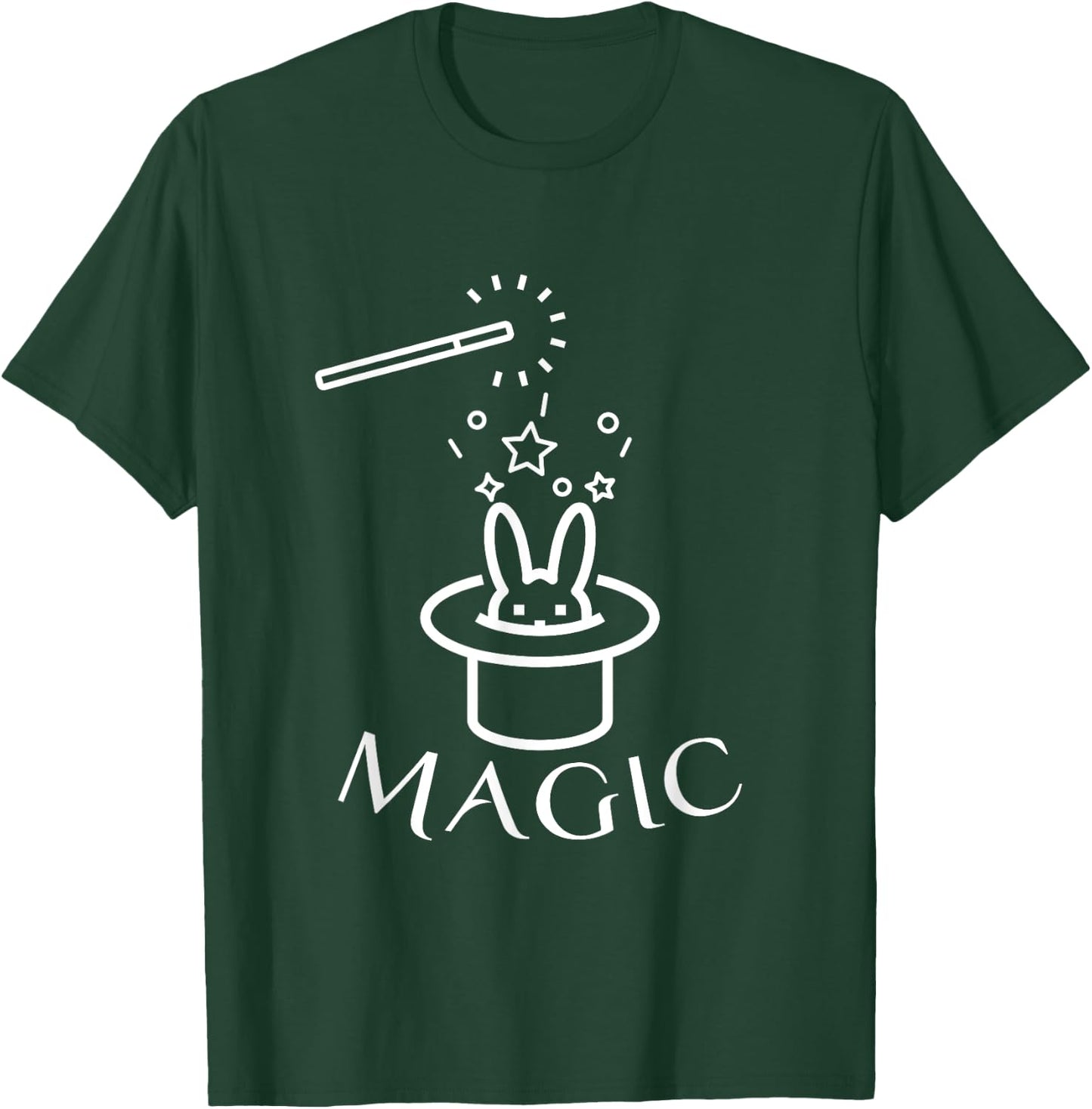 Rabbit In Magic Hat With Magic Wand Magician T-Shirt - T-Shirt | Forest