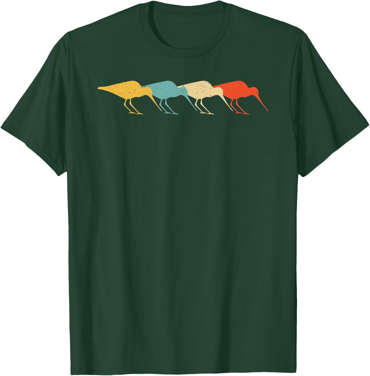 Curlew Vintage Retro Wader Bird Animal Lover 60s 70s Gift T-Shirt - T-Shirt | Forest