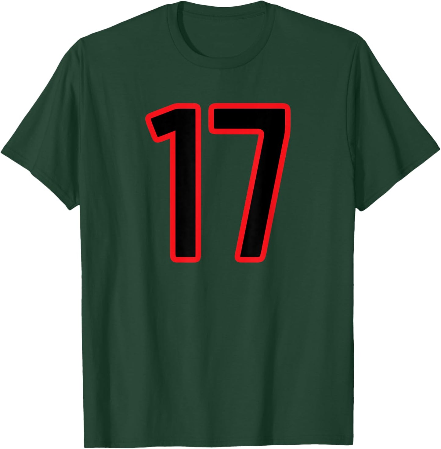 Number #17 Sport Red Black Number T-Shirt - T-Shirt | Forest