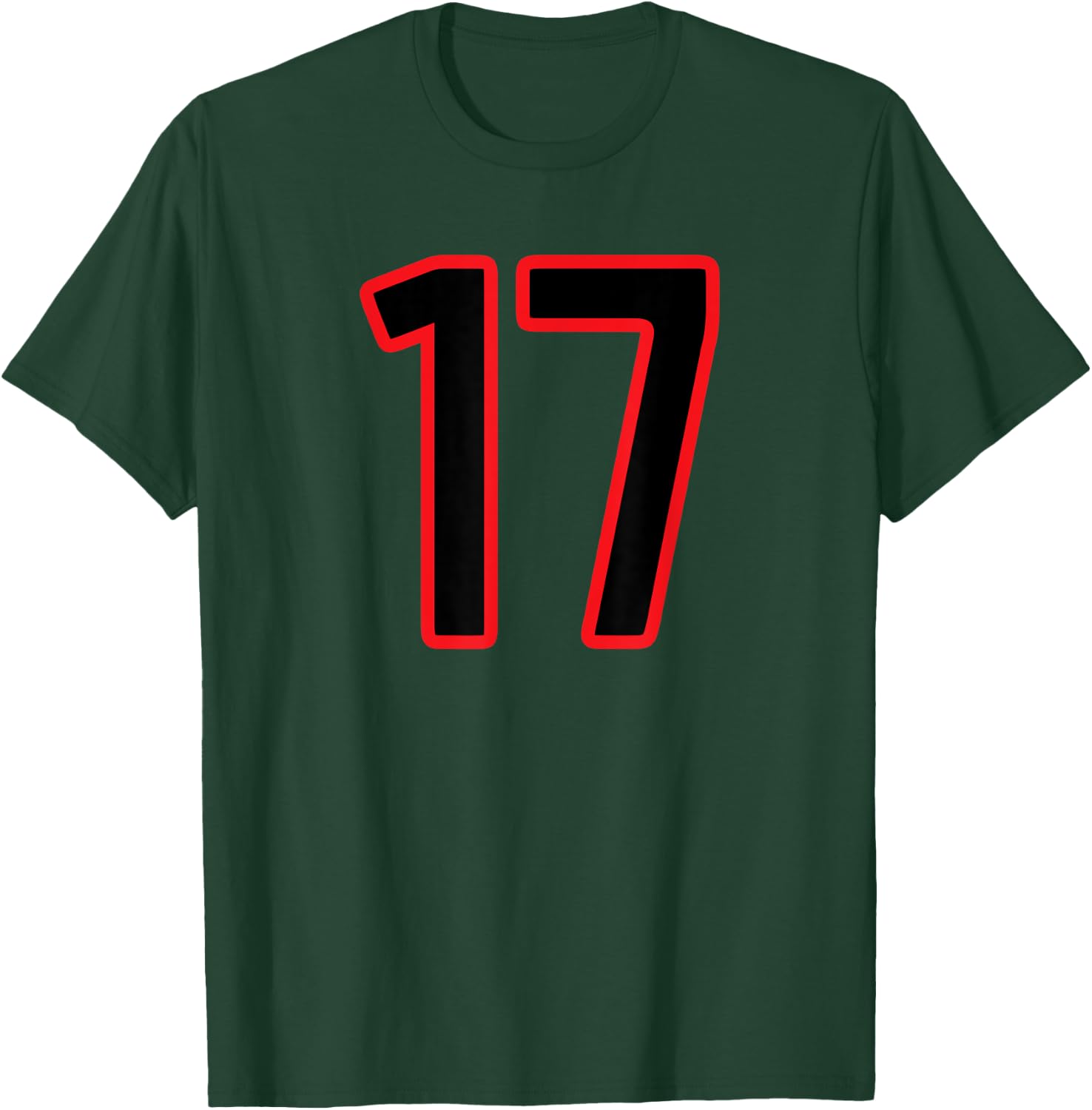Number #17 Sport Red Black Number T-Shirt - T-Shirt | Forest