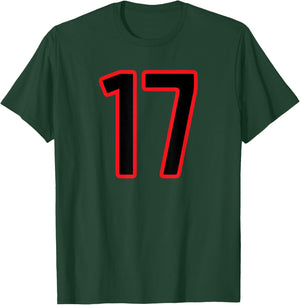 Number #17 Sport Red Black Number T-Shirt - T-Shirt | Forest