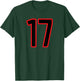 Number #17 Sport Red Black Number T-Shirt - T-Shirt | Forest