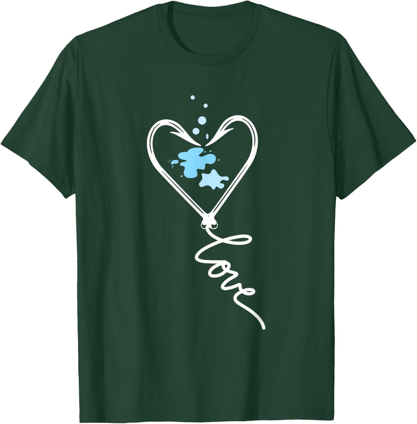 Cute - Fish Hook Heart Love Fishing T-Shirt - T-Shirt | Forest