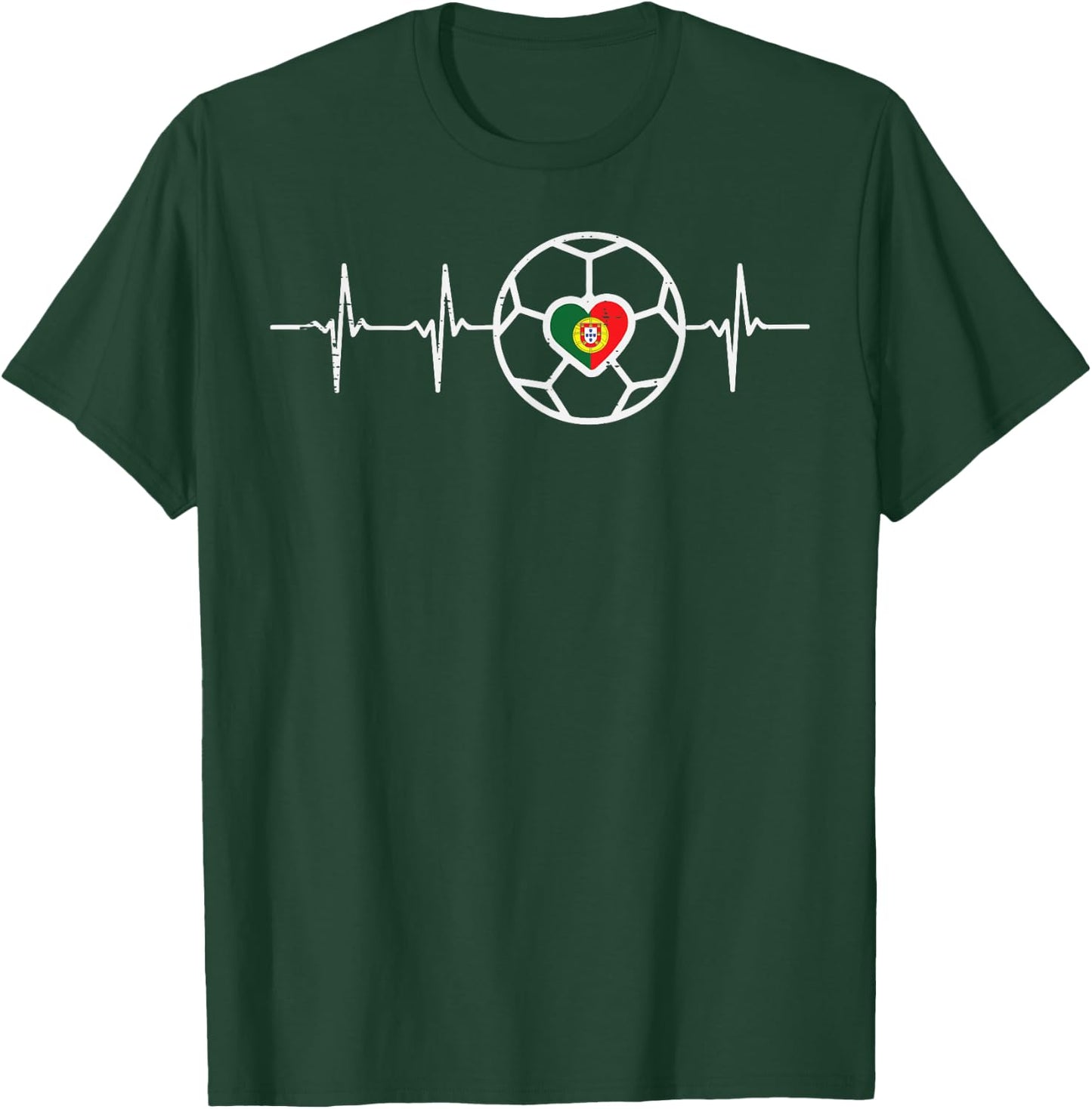 Heartbeat Portugal Flag Soccer Football Fan Men Women Kids T-Shirt - T-Shirt | Forest