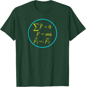 Newtons Laws of Motion Equations Cool Tfor Geeks T-Shirt - T-Shirt | Forest