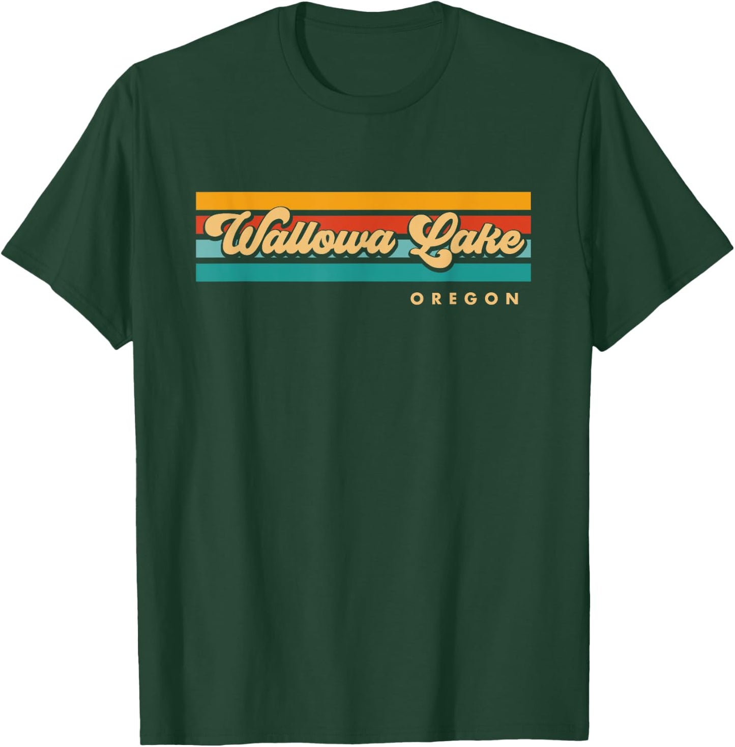 Vintage Sunset Stripes Wallowa Lake, Oregon T-Shirt - T-Shirt | Forest