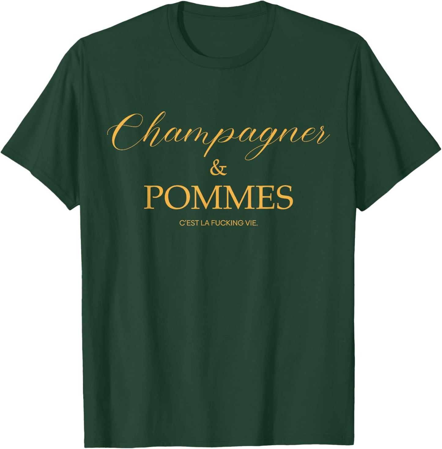 CHAMPAGNER & APPLES C'EST LA VIE , Black, S T-Shirt - T-Shirt | Forest
