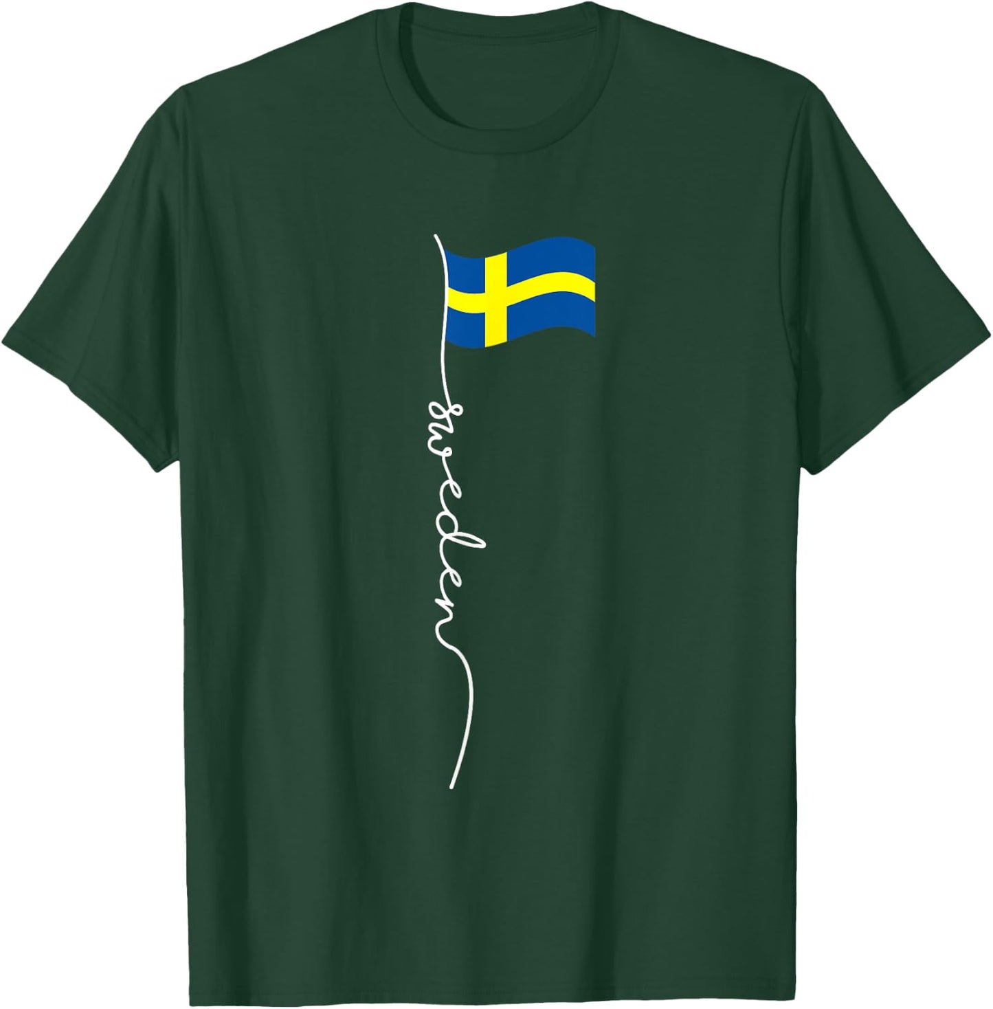 Sweden Signature Flag Pole - Elegant Patriotic Swedish Flag T-Shirt - T-Shirt | Forest