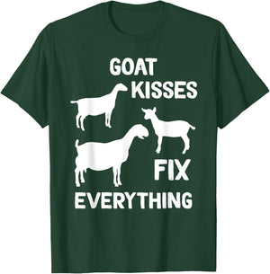 Lamancha Goat Kisses Fix Everything T-Shirt - T-Shirt | Forest