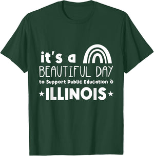 Support Public Education Teacher Red for Ed Illinois Men Women Kids T-Shirt - T-Shirt | Forest