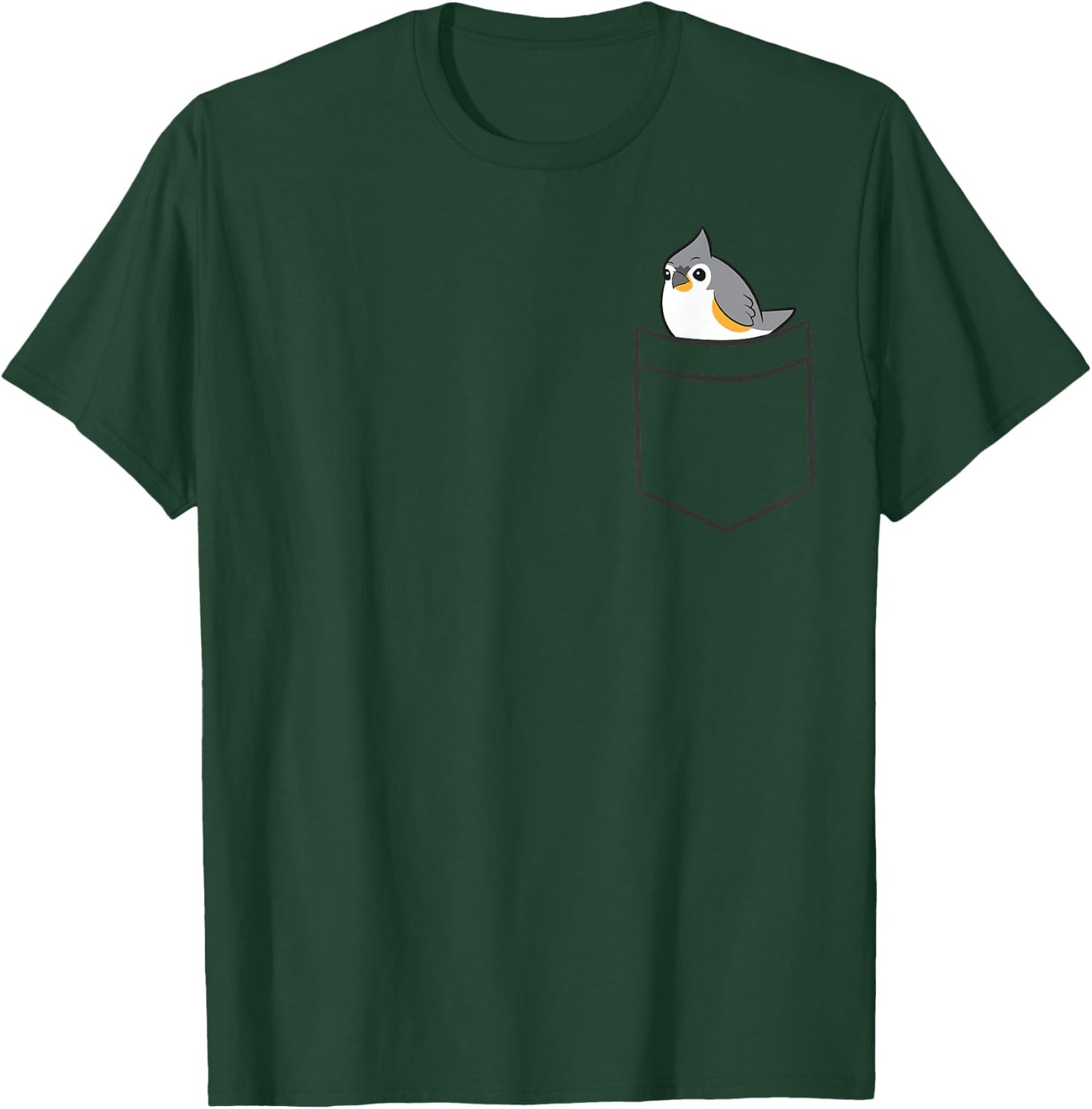Tufted Titmouse Bird - Kids' Black Cartoon Titmouse - Small - Classic Fit - Short Sleeve - - Modern - Spring/Summer T-Shirt - T-Shirt | Forest