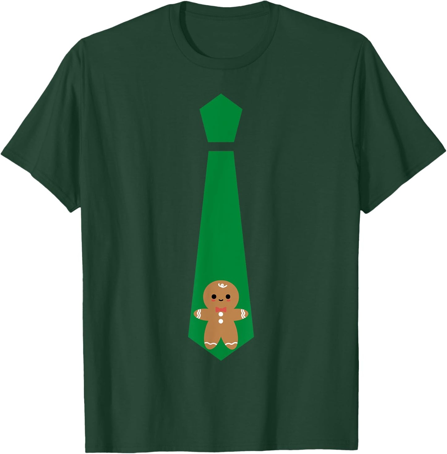 Funny Christmas Tie Gingerbread Graphic Minimalist T-Shirt - T-Shirt | Forest