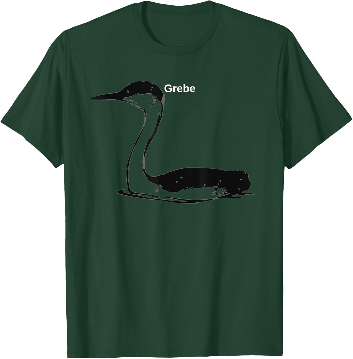 Grebe Bird Aquatic Art Illustration T-Shirt - T-Shirt | Forest