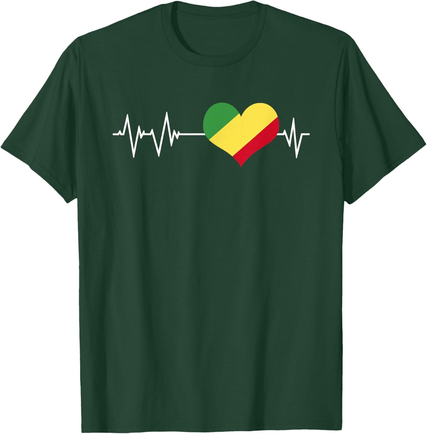 Congo Flag Heart Beat Love Brazzaville Africa , Black, S T-Shirt - T-Shirt | Forest