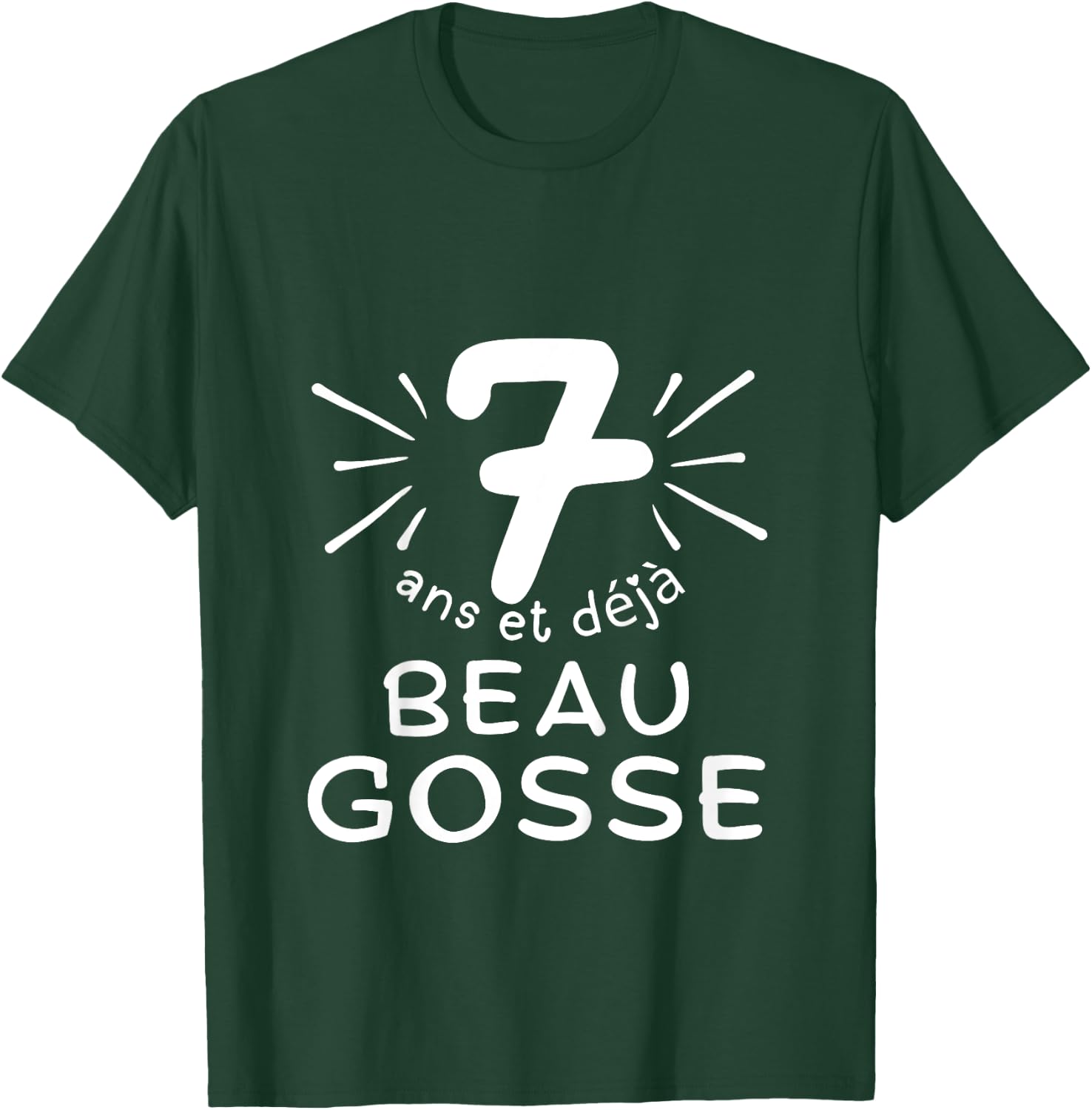 Child 7 years old and already handsome kid. phrase humor for gift boy , Black, 2 T-Shirt - T-Shirt | Forest