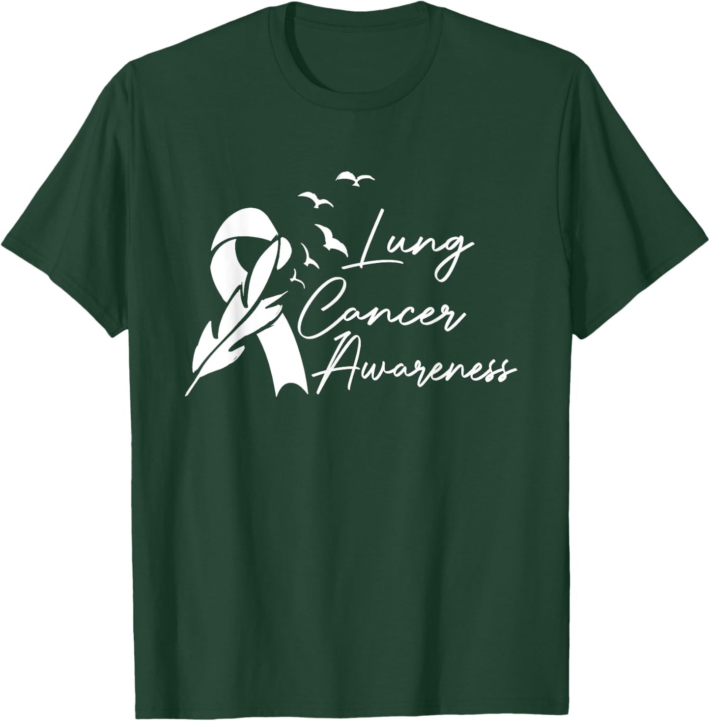 Cute Lung Cancer Awareness Month White Ribbon Men Women Kids T-Shirt - T-Shirt | Forest