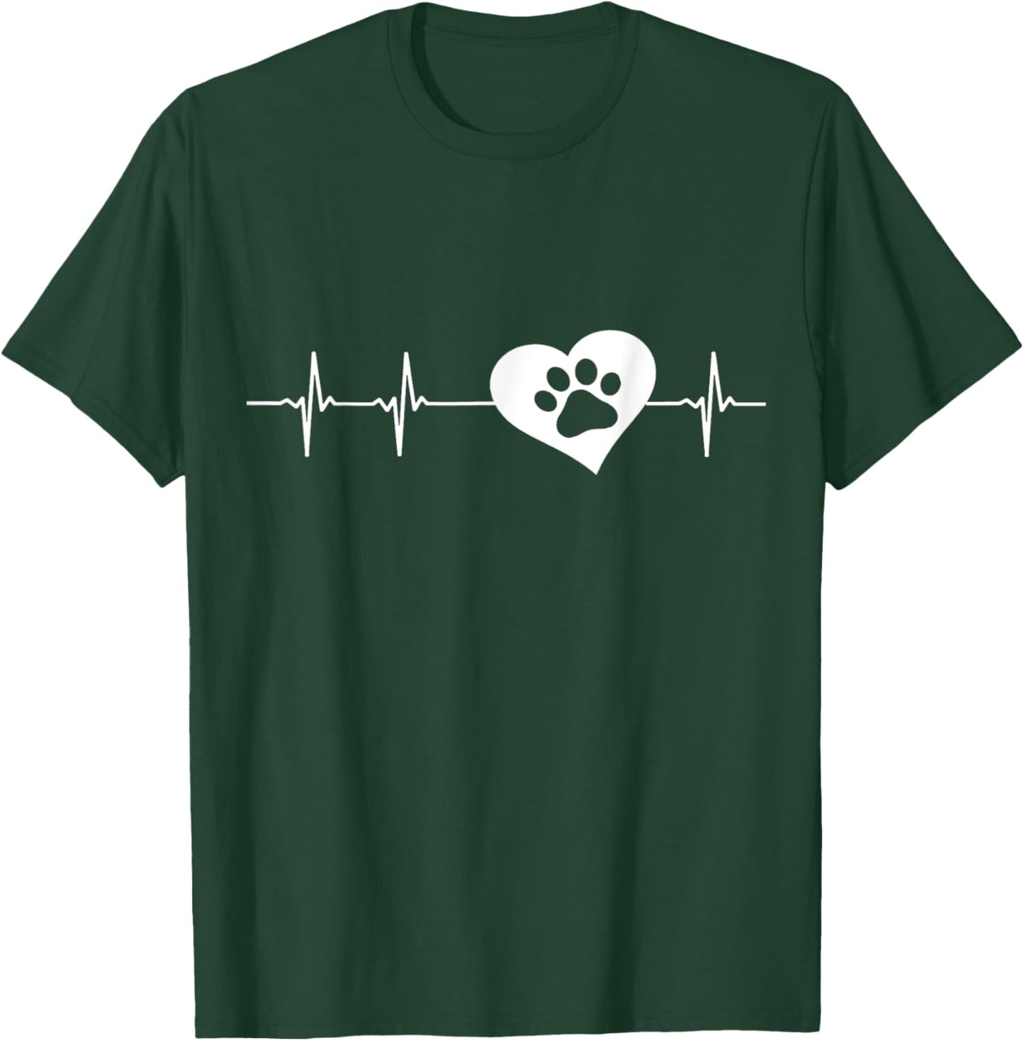 Dog Animal Pet Rescue Heart Beat Paw Print Shirt Men Women Girls Kids T-Shirt - T-Shirt | Forest