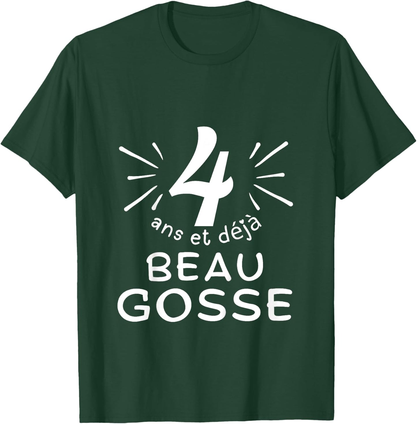 Child 4 years old and already handsome kid. phrase humor for gift boy , Black, 2 T-Shirt - T-Shirt | Forest