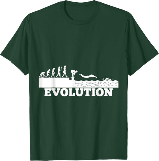 Fun Evolution Swimming Pool Swim Sport Lover Gift T-Shirt - T-Shirt | Forest