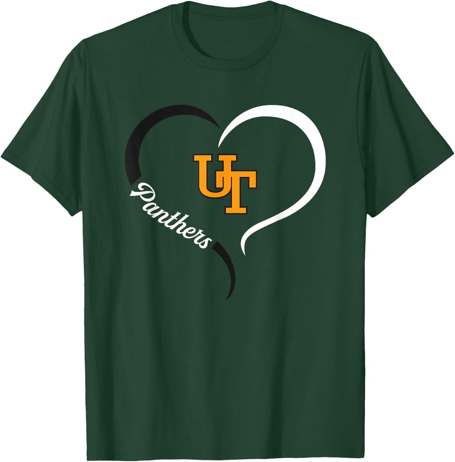 United Township Panthers Logo Half Heart Slogan HS T-Shirt - T-Shirt | Forest