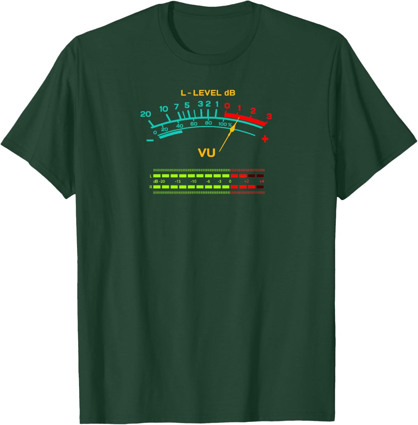 Retro VU Meter Vintage Hi-Fi Audio Stereo Music Sound T-Shirt - T-Shirt | Forest