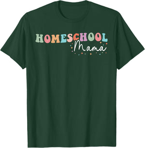 Homeschool Mama Home Education Groovy Homeschooling Mom T-Shirt - T-Shirt | Forest