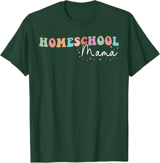 Homeschool Mama Home Education Groovy Homeschooling Mom T-Shirt - T-Shirt | Forest