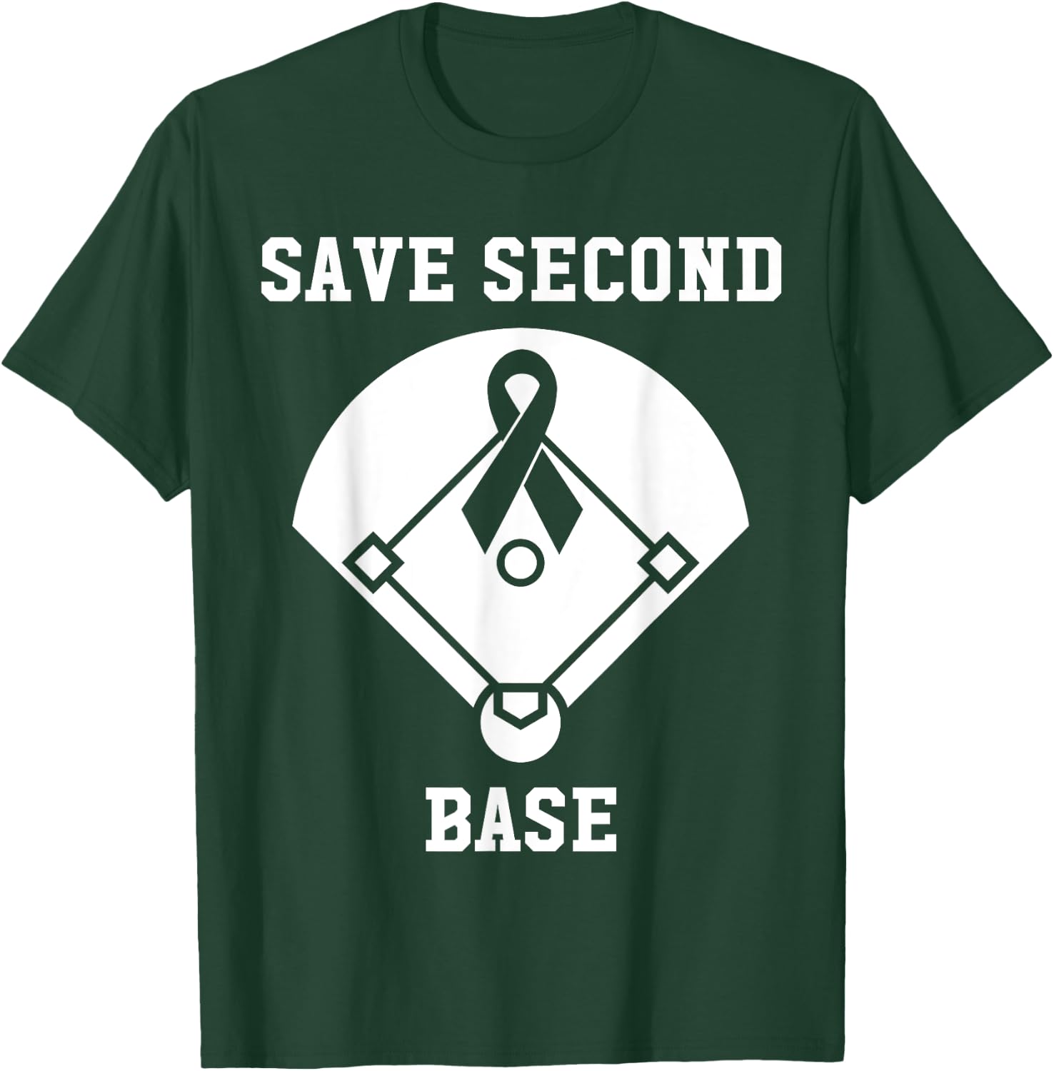 Breast Cancer Awareness - Save 2nd Base Pink Ribbon T-Shirt - T-Shirt | Forest