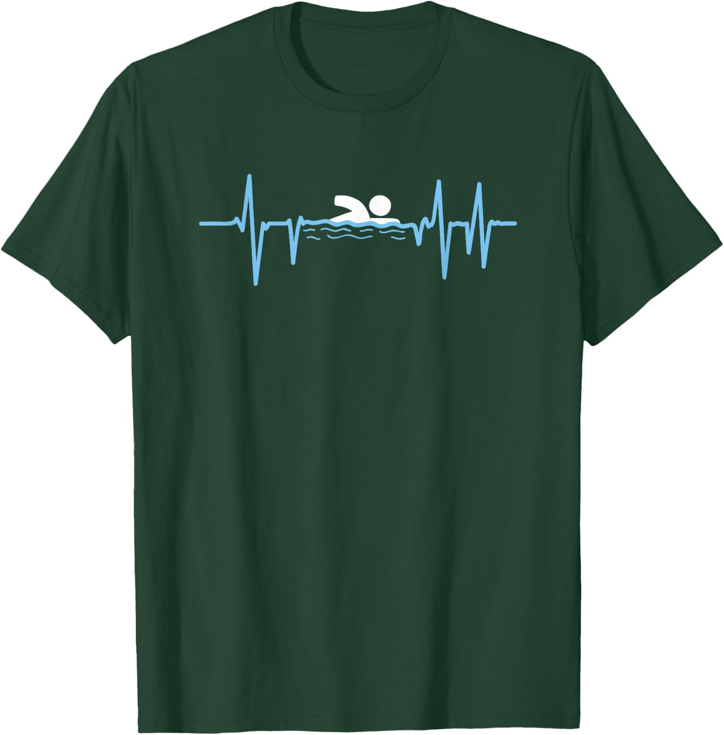 Sports Swimmer Heart Line Funny Swimming T-Shirt - T-Shirt | Forest