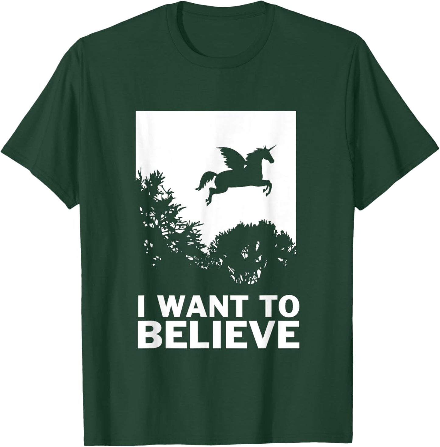 I Want To Believe Unicorns - UFO Conspiracy Flying T-Shirt - T-Shirt | Forest