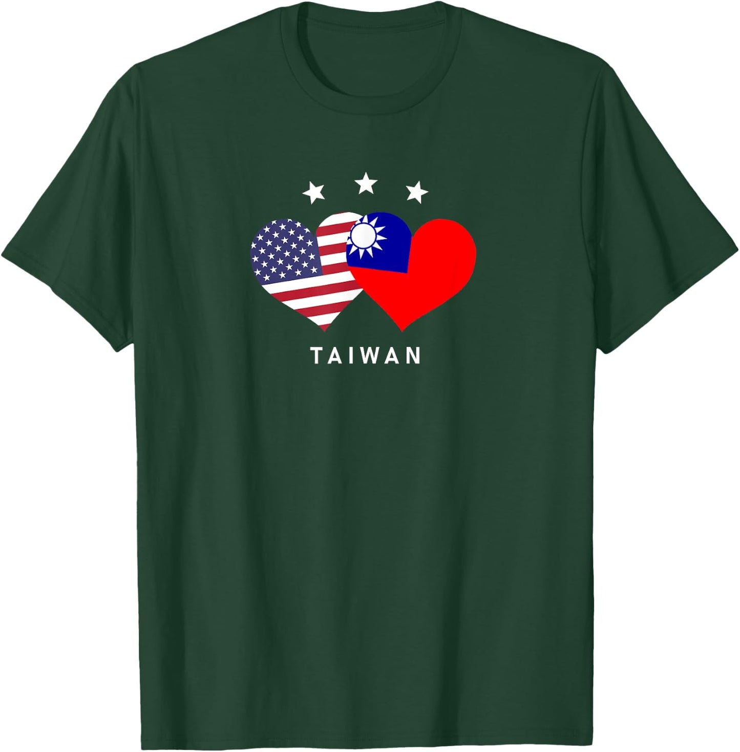 Taiwan Flag USA Flag Love Heart Kids Men T-Shirt - T-Shirt | Forest