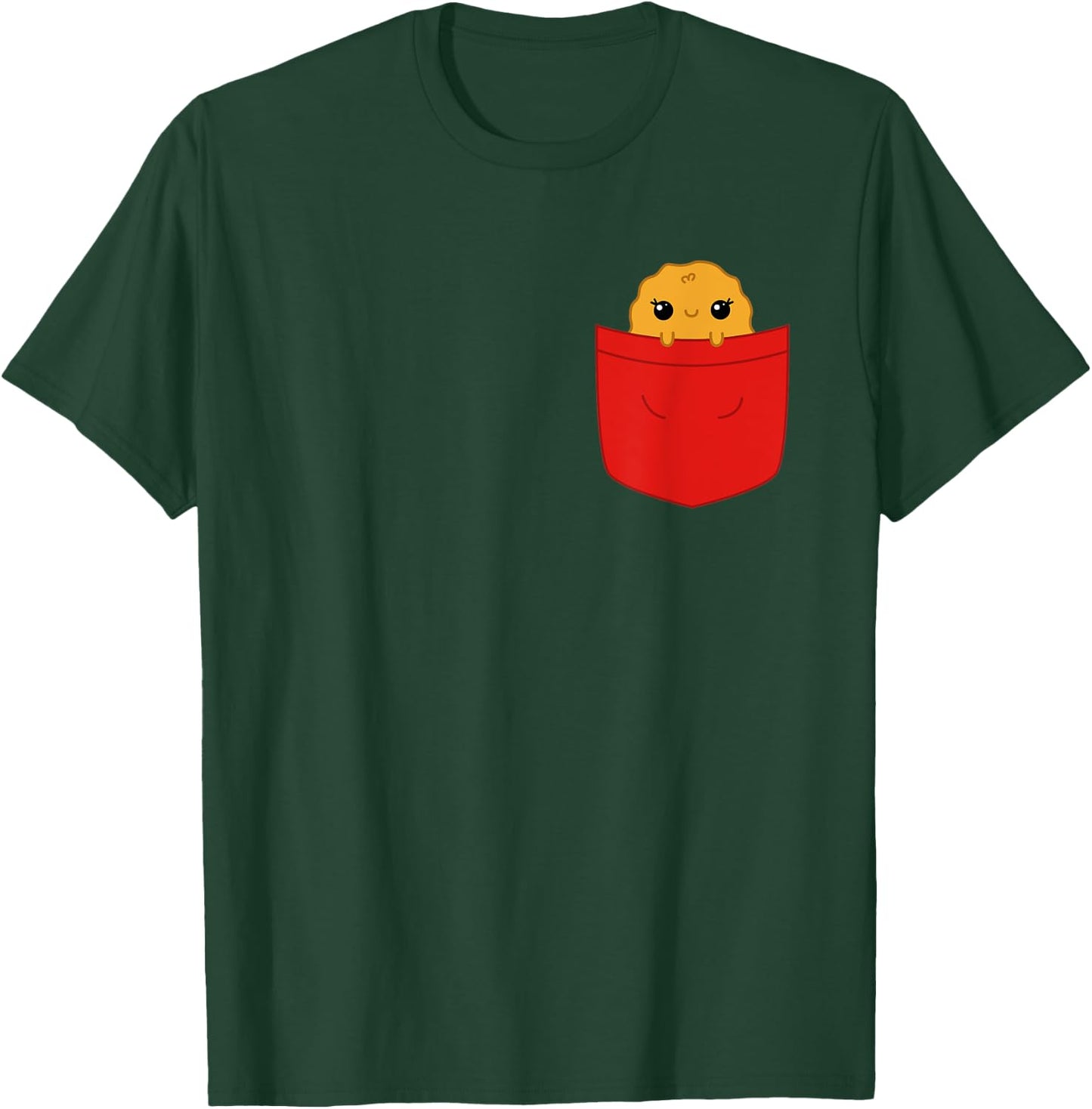 Cute Chicken Nugget in a Red Pocket with Big Eyes T-Shirt - T-Shirt | Forest
