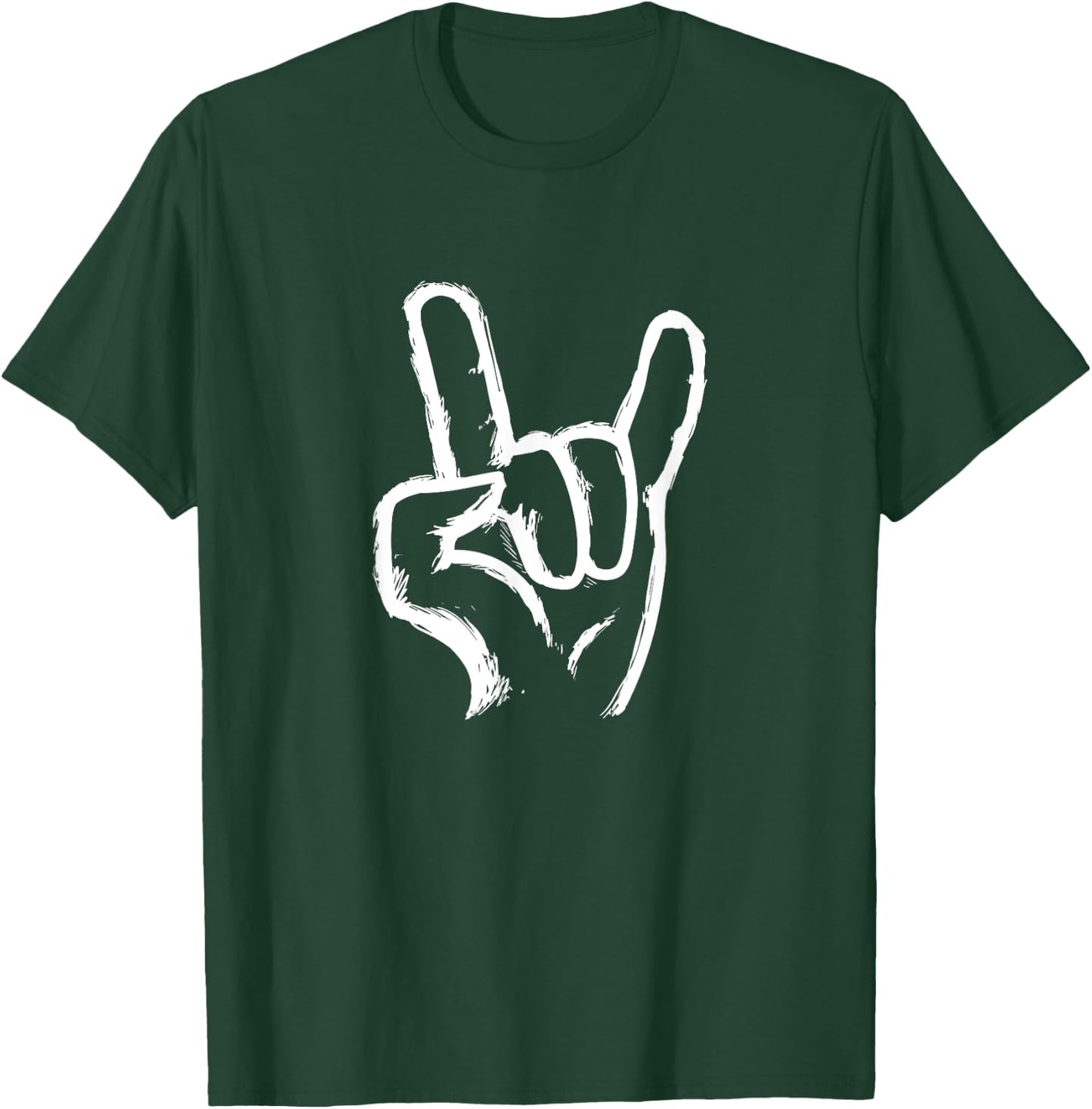 Rock On Hand Sign Symbol Gesture Rock Lover Gift Men Women T-Shirt - T-Shirt | Forest