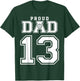 Custom Proud Volleyball Dad Number 13 Personalized T-Shirt - T-Shirt | Forest