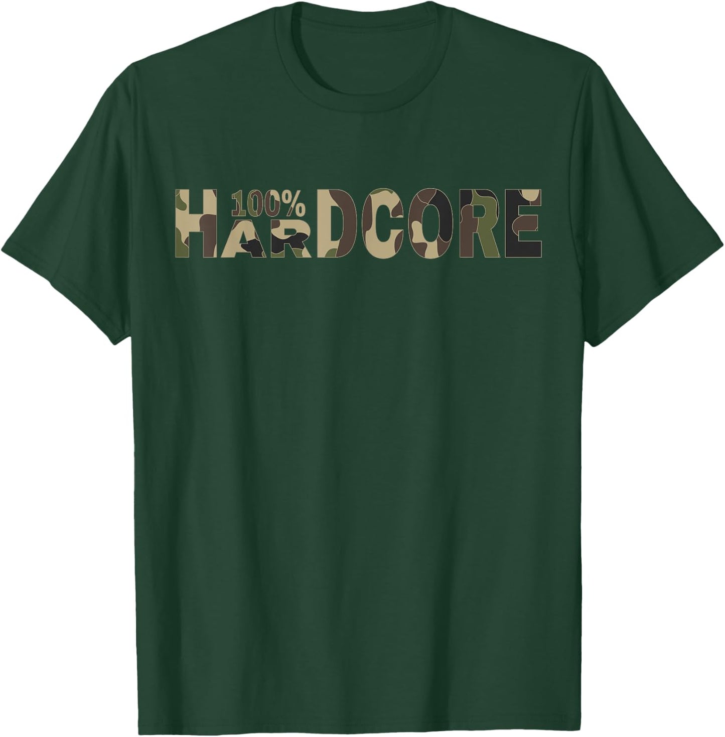 100% Hardcore Camouflage Design for Festivals , Black, S T-Shirt - T-Shirt | Forest
