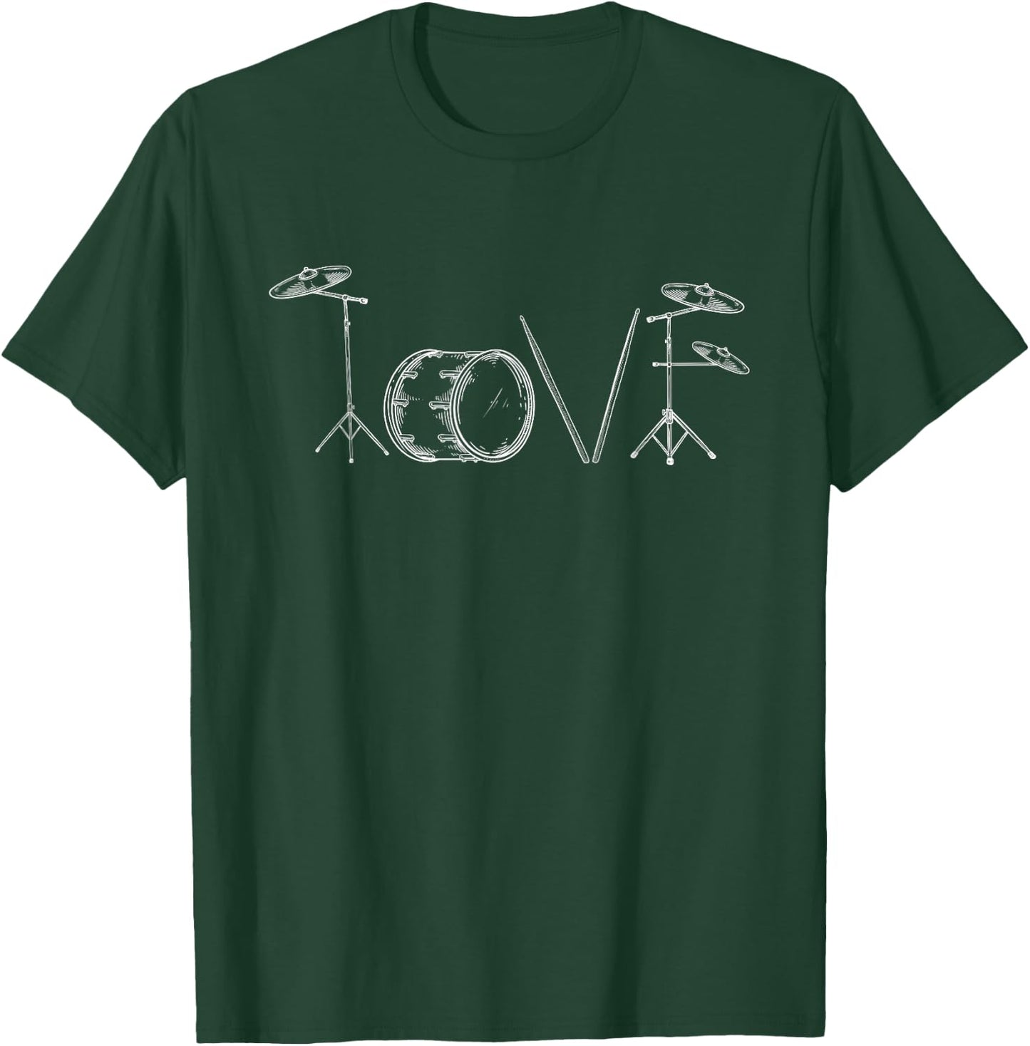 Love Drums Happy Valentine's Day Drummer Music Lover T-Shirt - T-Shirt | Forest