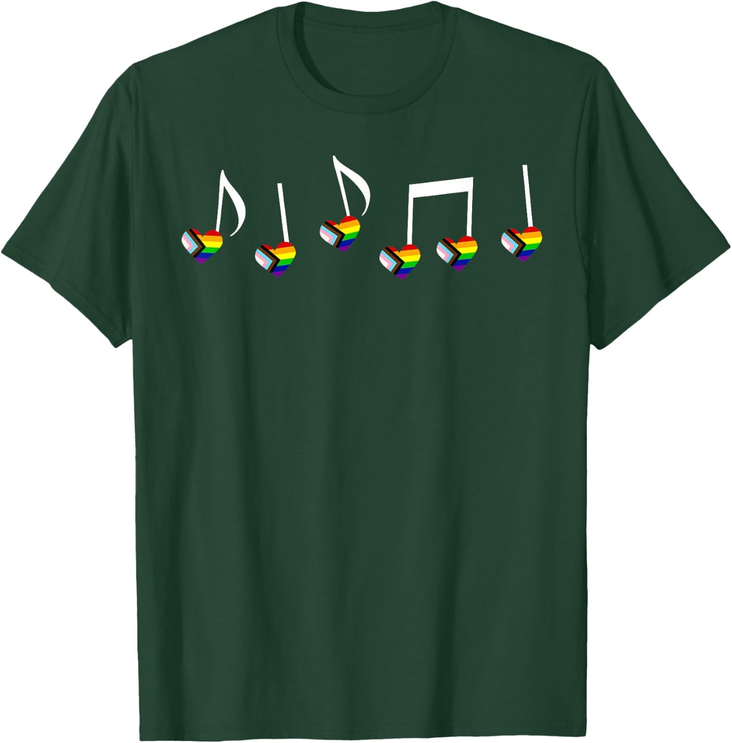 LGBT Gay Pride Rainbow Pride Flag Heart Music Notes Musician T-Shirt - T-Shirt | Forest