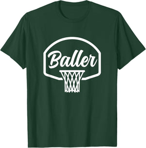 Baller Vintage Basketball Hoop Net Lifestyle Vintage 70s T-Shirt - T-Shirt | Forest