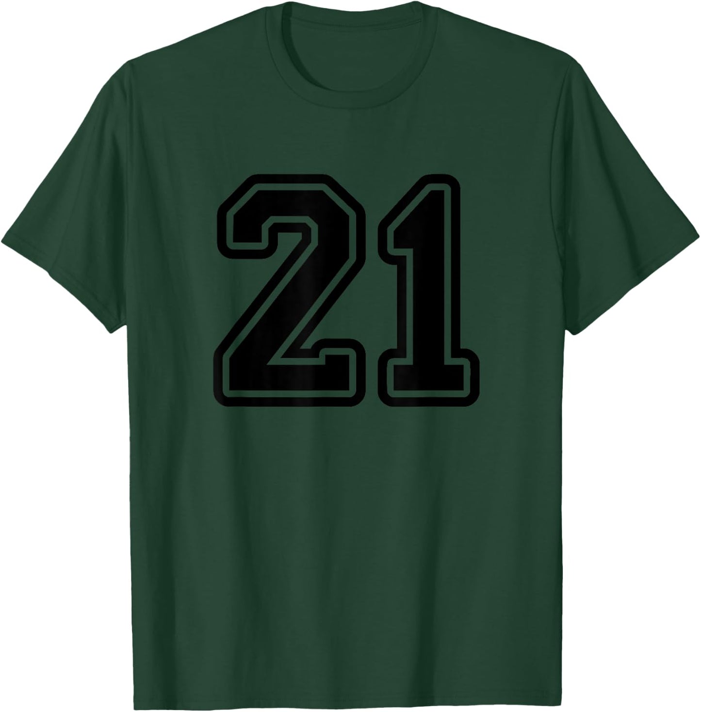 Number #21 Black Sport Varsity Number 21 T-Shirt - T-Shirt | Forest