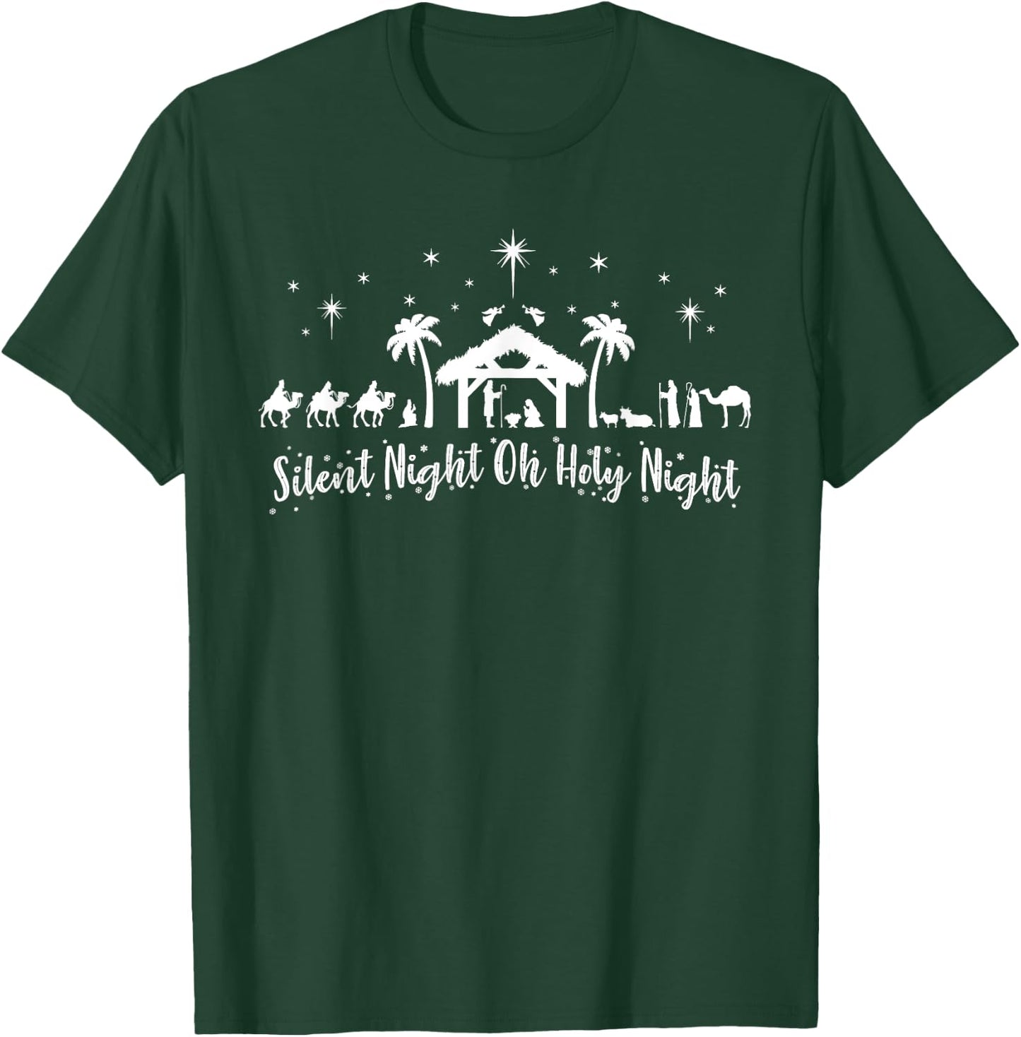 Silent Night Holy Religious Nativity Scene Christ T-Shirt - T-Shirt | Forest