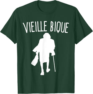 Vieille Bique | Gift Old Bique | Humour Granny , Black, S T-Shirt - T-Shirt | Forest