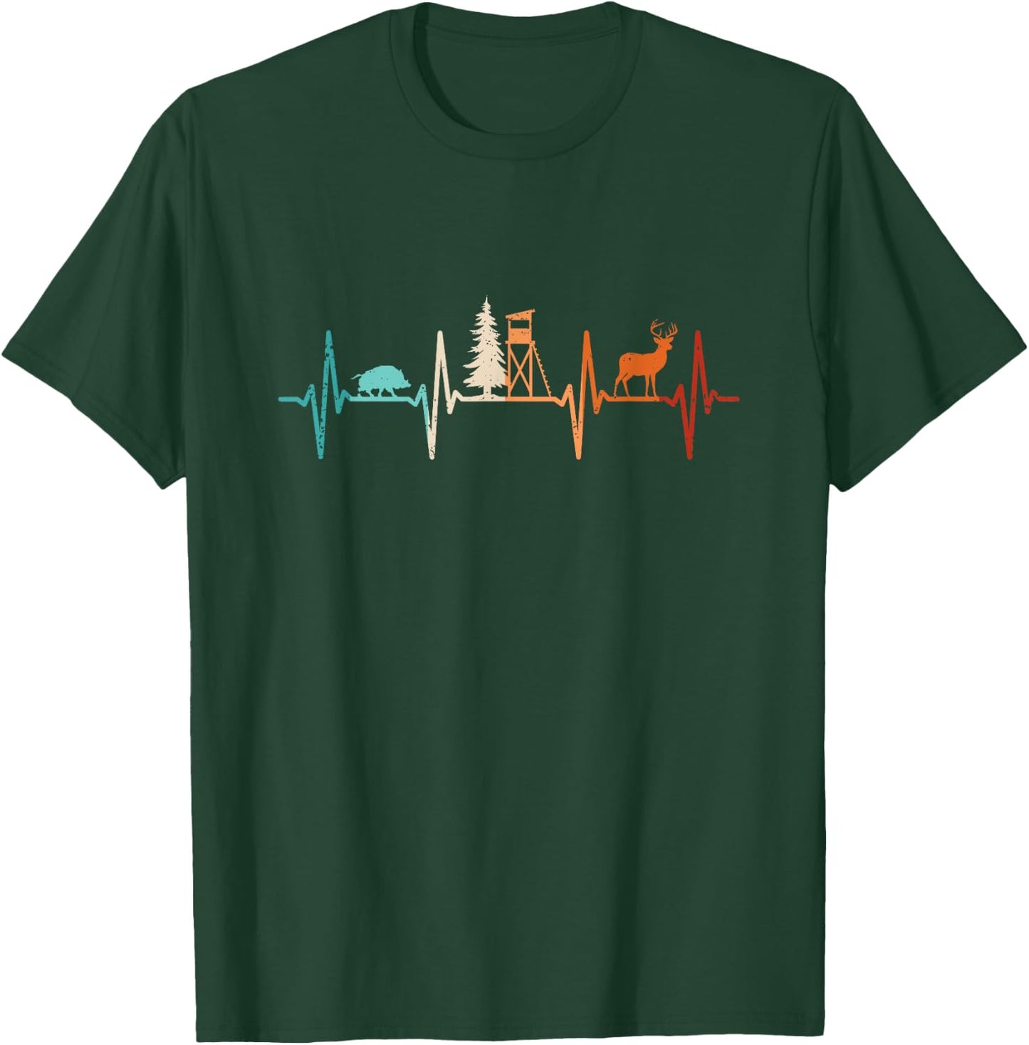 Jagd Herzschlag Schwarzwild Rotwild Jäger T-Shirt - T-Shirt | Forest
