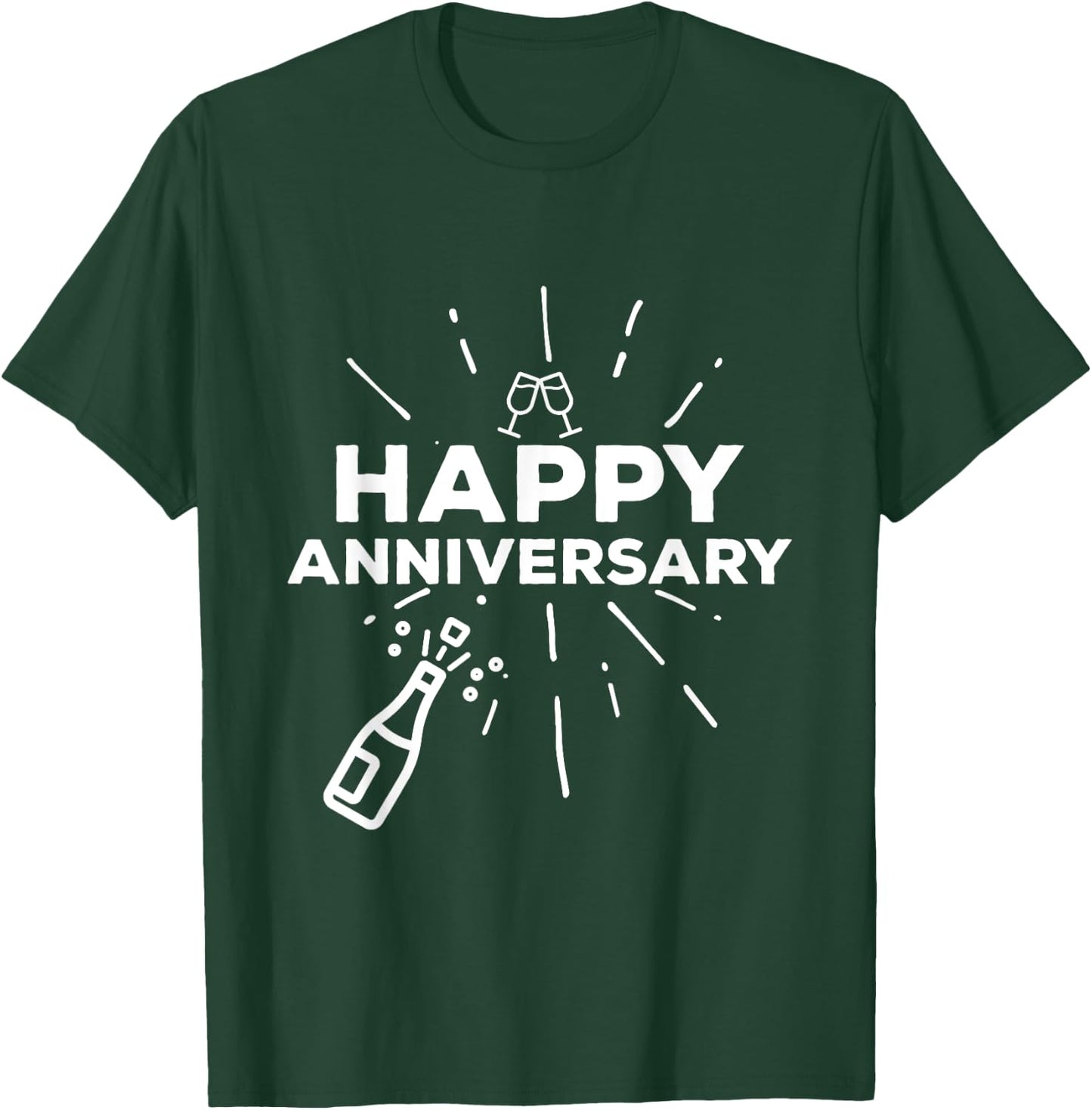 Happy Anniversary Cheers Wine Bottle T-Shirt - T-Shirt | Forest