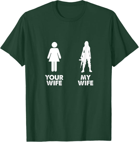 My Wife Is A US Veteran Proud Husband Of Women Vet T-Shirt - T-Shirt | Forest