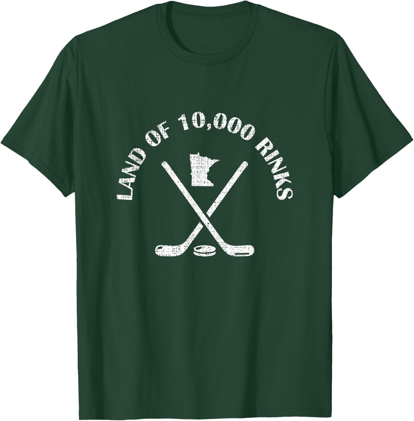 Minnesota Land Of 10000 Rinks Ice Hockey State Souvenir Gift T-Shirt - T-Shirt | Forest