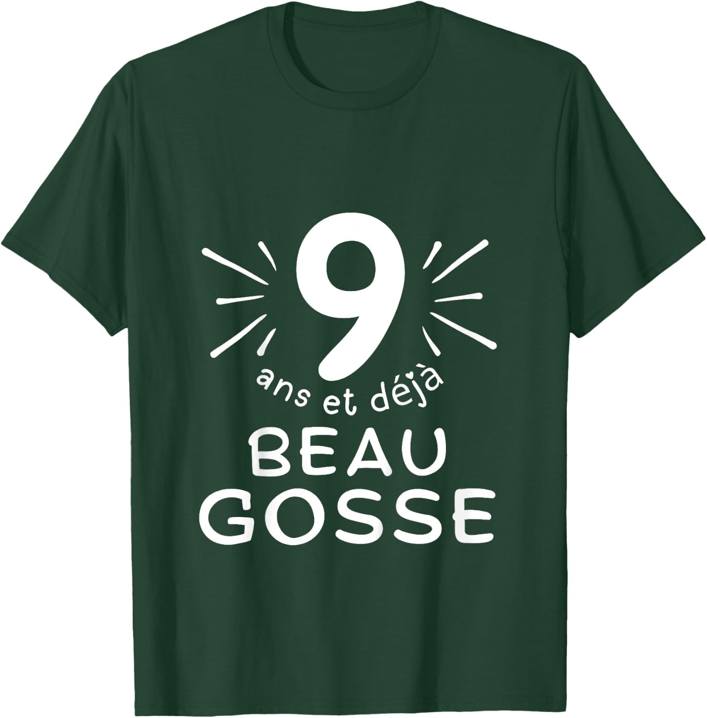 Child 9 years old and already handsome kid. phrase humor for gift boy , Black, 2 T-Shirt - T-Shirt | Forest
