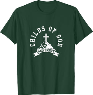 Childs of God University. Cross of Jesus. Christian Theme T-Shirt - T-Shirt | Forest